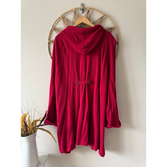 Monroe & Main Wool Blend Hood Coat Jacket Cranberry Red Pink Lagenlook Artsy 3X - Picture 7 of 10